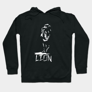 black and white image of a lion Hoodie